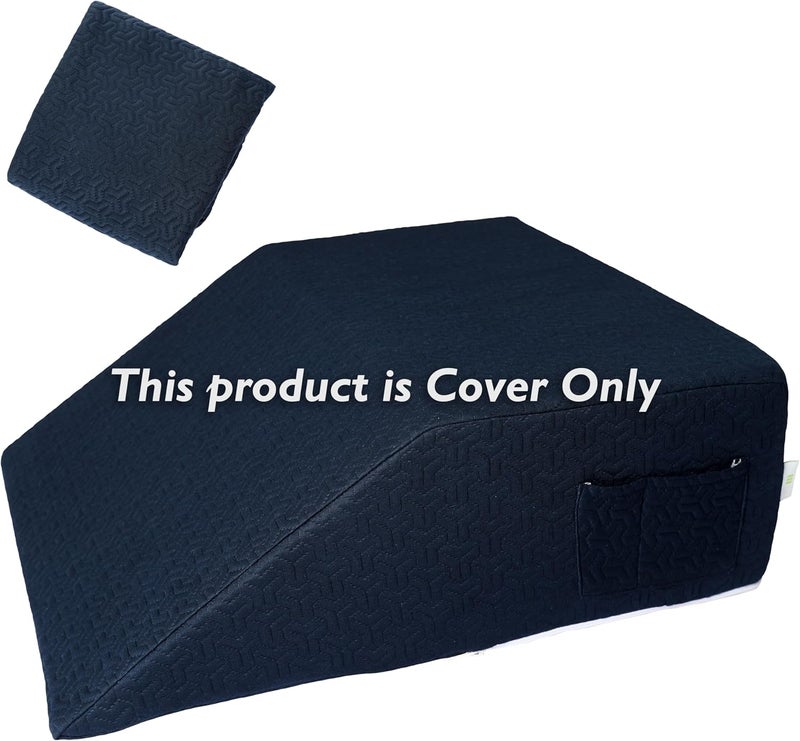 MEOVEN Wedge Pillow Cover for 24x21x8 Leg Elevation Cushion, Knee Pillow Cover, Hypoallergenic Replacement Pillowcase with Zipper & Pockets, Navy Blue - Image 4